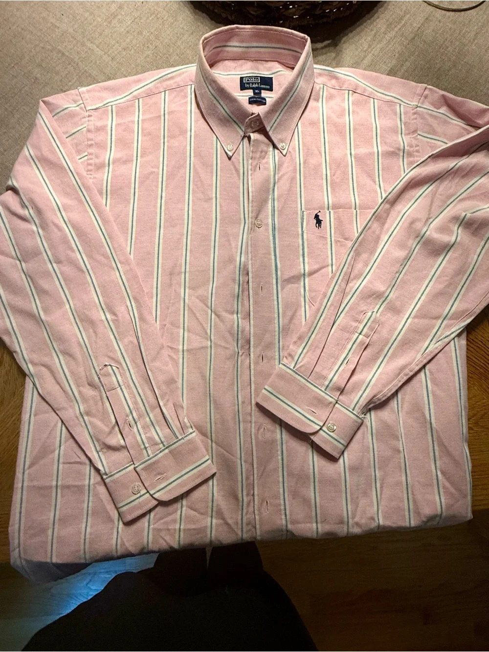 Ralph Lauren Pink and White Striped Polo Shirt